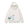 Sweat pour Couple Blanc a Capuche Au Design de Dinosaure
