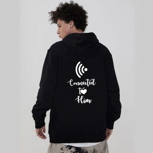 Sweat pour Couple Noir a Capuche Imprime avec un Texte Sweat pour Couple Noir a Capuche Imprime avec un Texte