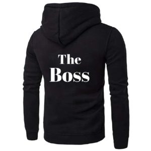 Sweat-shirt Noir a Capuche pour Couple avec Texte Au Dos Sweat-shirt Noir a Capuche pour Couple avec Texte Au Dos