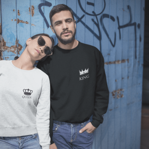 Sweats Couple King & Queen – Cote Coeur Symbole d’Unite Assortis Moi Sweats Couple King & Queen – Cote Coeur Symbole d’Unite Assortis Moi