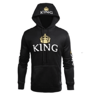 Sweats Noirs de Couples a Capuche Imprime King & Queen Sweats Noirs de Couples a Capuche Imprime King & Queen