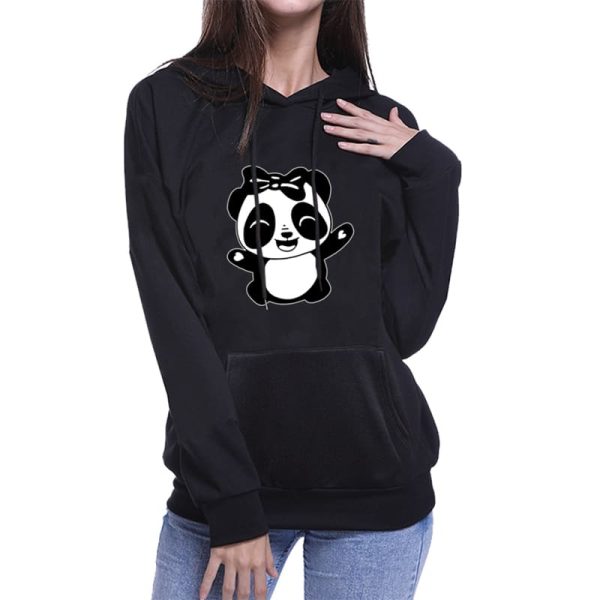 Sweats de Couleur Noir pour Couple avec Design de Panda