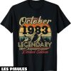 T-Shirt 1983 Cadeau Anniversaire 40 Ans Pour Ne En Octobre