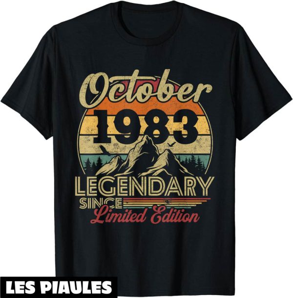 T-Shirt 1983 Cadeau Anniversaire 40 Ans Pour Ne En Octobre