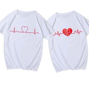T Shirt Couple Battement de Coeur