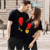 T Shirt Couple Coeur Rouge