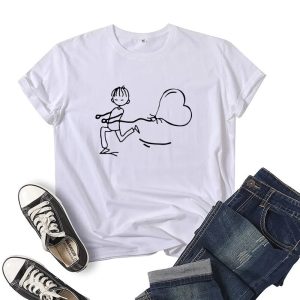 T Shirt Couple Garcon Fille Coeur