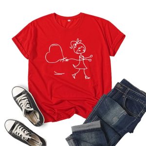 T Shirt Couple Garcon Fille Coeur
