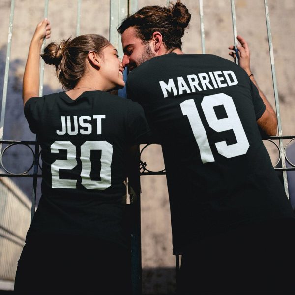 T-Shirt Couple Just Married Date Personnalisable