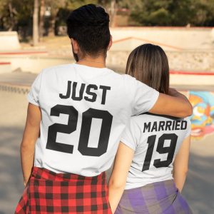 T-Shirt Couple Just Married Date Personnalisable