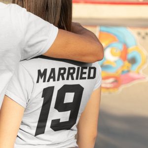 T Shirt Couple Just Married Date Personnalisable 5