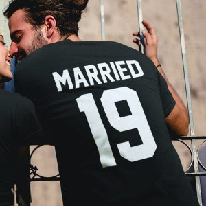 T Shirt Couple Just Married Date Personnalisable 6