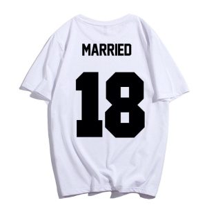 T Shirt Couple Just Married Date Personnalisable 8