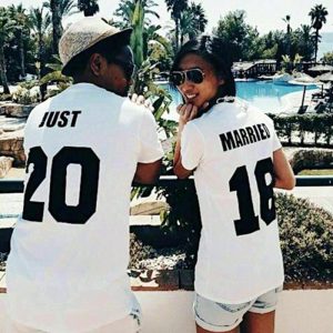 T Shirt Couple Just Married Date Personnalisable 9