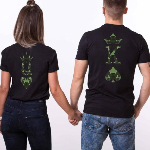 T Shirt Couple King Queen Camouflage