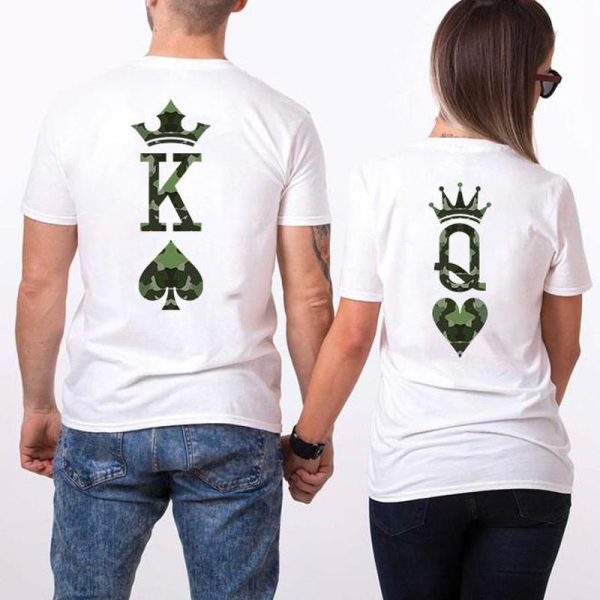 T Shirt Couple King Queen Camouflage