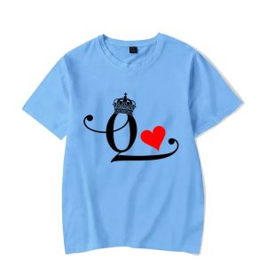 T Shirt Couple King Queen Coeur