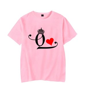 T Shirt Couple King Queen Coeur 3