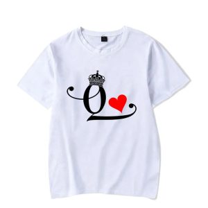T Shirt Couple King Queen Coeur 8