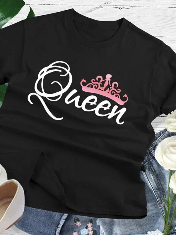 T Shirt Couple King Queen Dore Rose