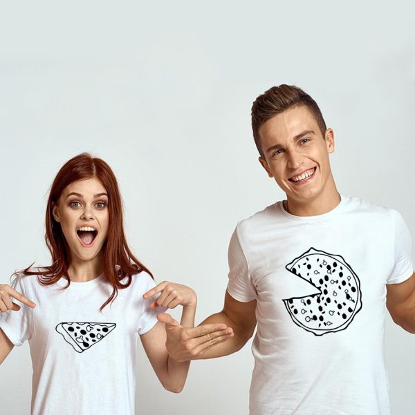 T-Shirt Couple Pizza – Ideal pour la Saint-Valentin et Anniversaires  Assortis Moi