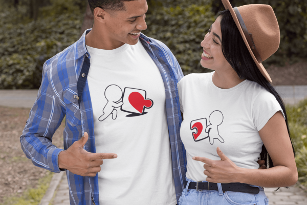 T-Shirt Couple Puzzle Coeur – Un Cadeau pour les Amoureux  Assortis Moi