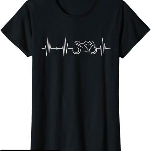 T-Shirt Femme Moto Battement De Coeur Motard Ligne Frequence