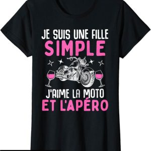 T-Shirt Femme Moto Fille Simple J’ Aime La Moto Apero