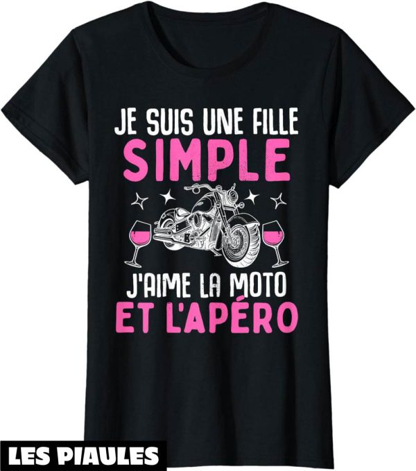 T-Shirt Femme Moto Fille Simple J’ Aime La Moto Apero