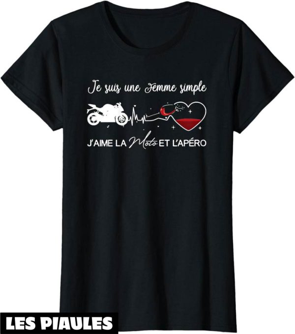 T-Shirt Femme Moto Je Suis Une Femme Simple J’aime La Moto