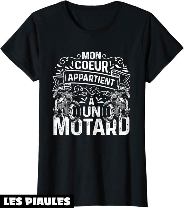 T-Shirt Femme Moto Mon Ceur Appartient A Un Motard