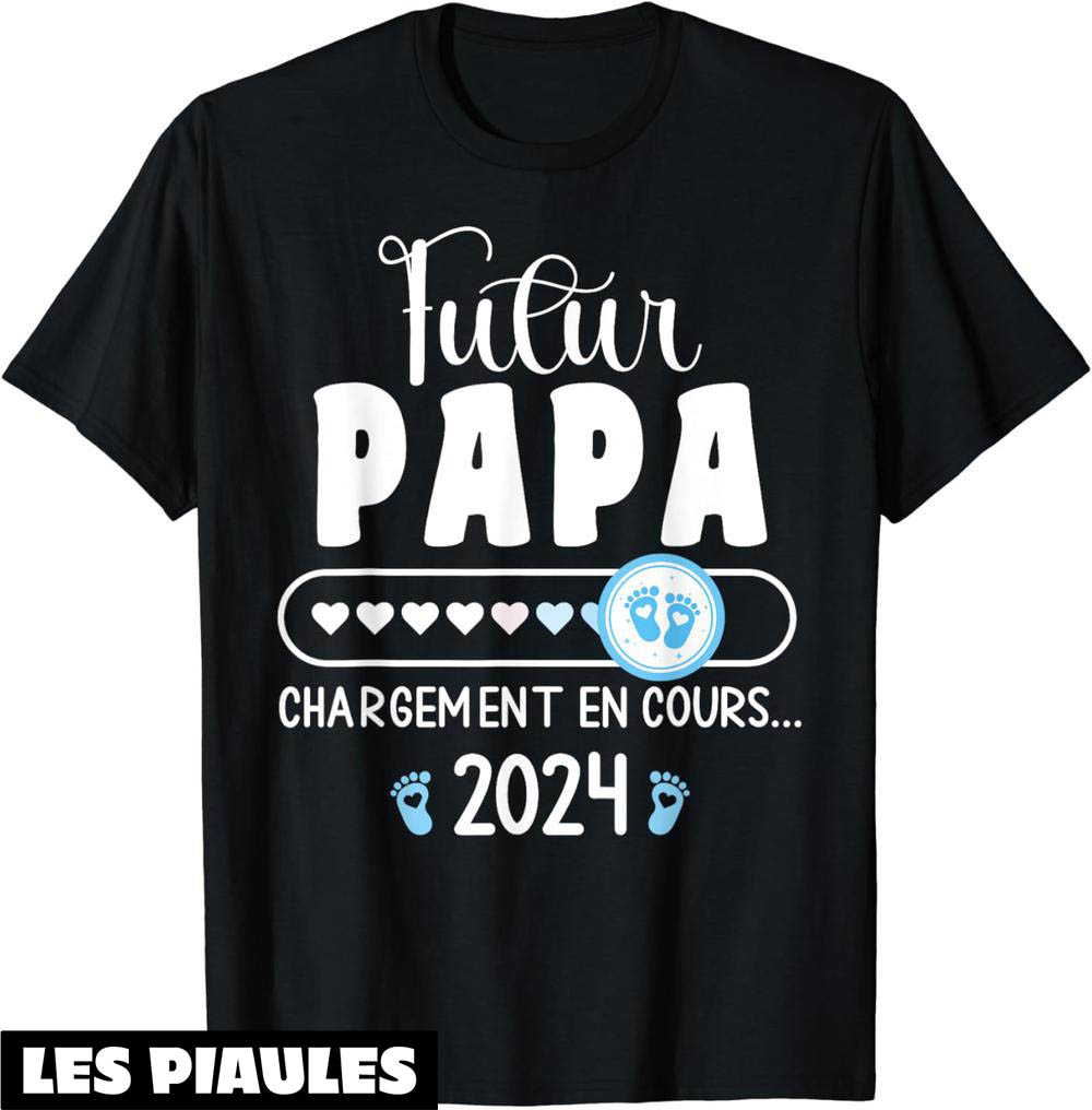 T-shirt "Papy 2026 En Cours" Annonce Grossesse - Cadeau Futur Grand-père, Coupe Classique, Manches Doubles Coutures