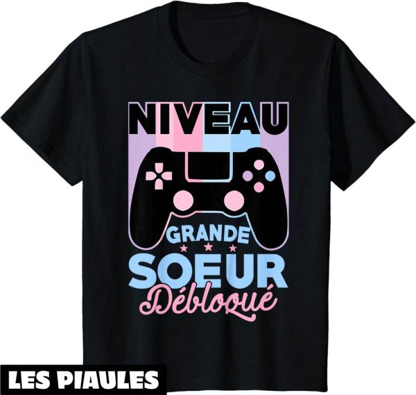 T-Shirt Grande Soeur Gamer Annonce Grossesse Fille Naissance