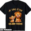 T-Shirt Je Vais Etre Grand Frere Deux Lions Grand Et Petit
