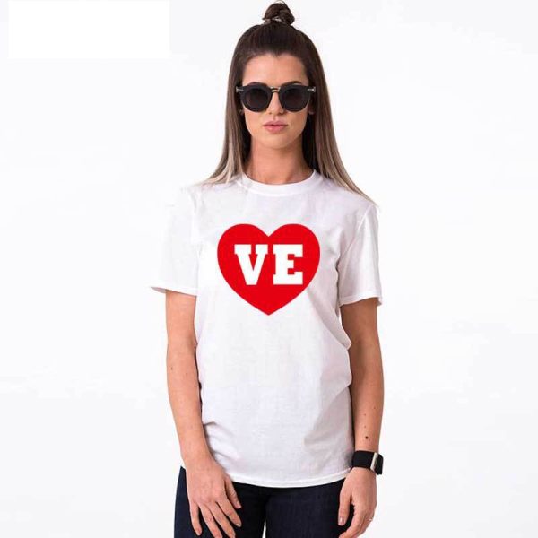 T-Shirt Love Avec Un Cœur Pour Couple