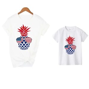 T Shirt Maman Fille Ananas Americain