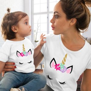 T Shirt Maman Fille Licorne 4