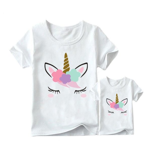 T Shirt Maman Fille Licorne Maquillee