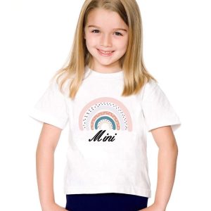 T Shirt Mere Fille Arc en Ciel Rose