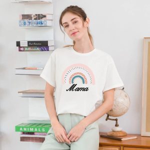 T Shirt Mere Fille Arc en Ciel Rose 3