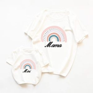 T Shirt Mere Fille Arc en Ciel Rose 4