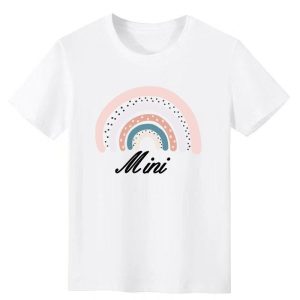 T Shirt Mere Fille Arc en Ciel Rose 5