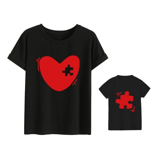 T Shirt Mere Fille Coeur Puzzle