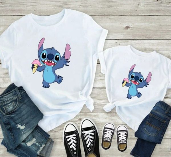 T Shirt Mere Fille Stitch Glace