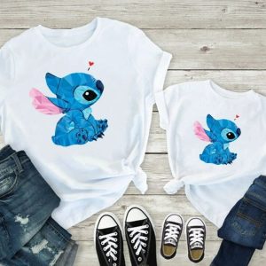 T Shirt Mere Fille Stitch Petit Coeur