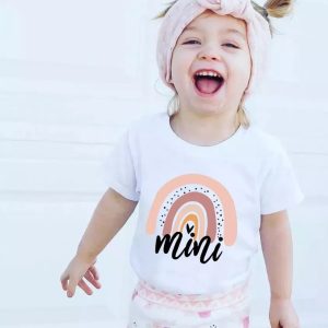 T Shirt Mere et Fille Arc en Ciel Rose T Shirt Mere et Fille Arc en Ciel Rose