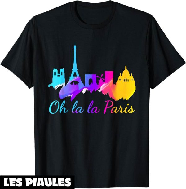 T-Shirt Oh La La Paris Cadeau L’aquarelle Skyline