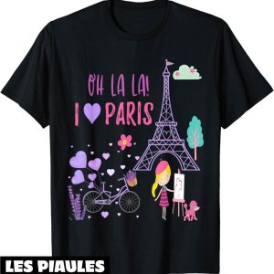 T-Shirt Oh La La Velo Tour Eiffel Avec Ballons I Love Paris