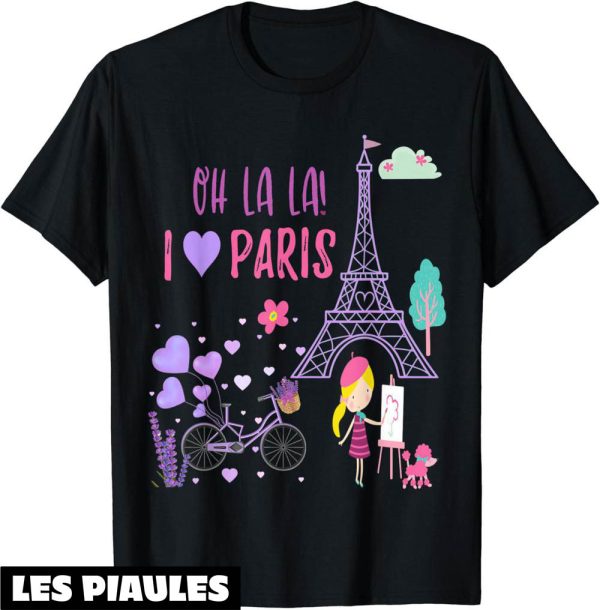 T-Shirt Oh La La Velo Tour Eiffel Avec Ballons I Love Paris