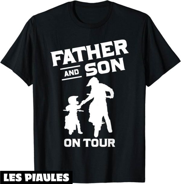 T-Shirt Pere Fils En Tournee Motocyclistes Avec Un Velo